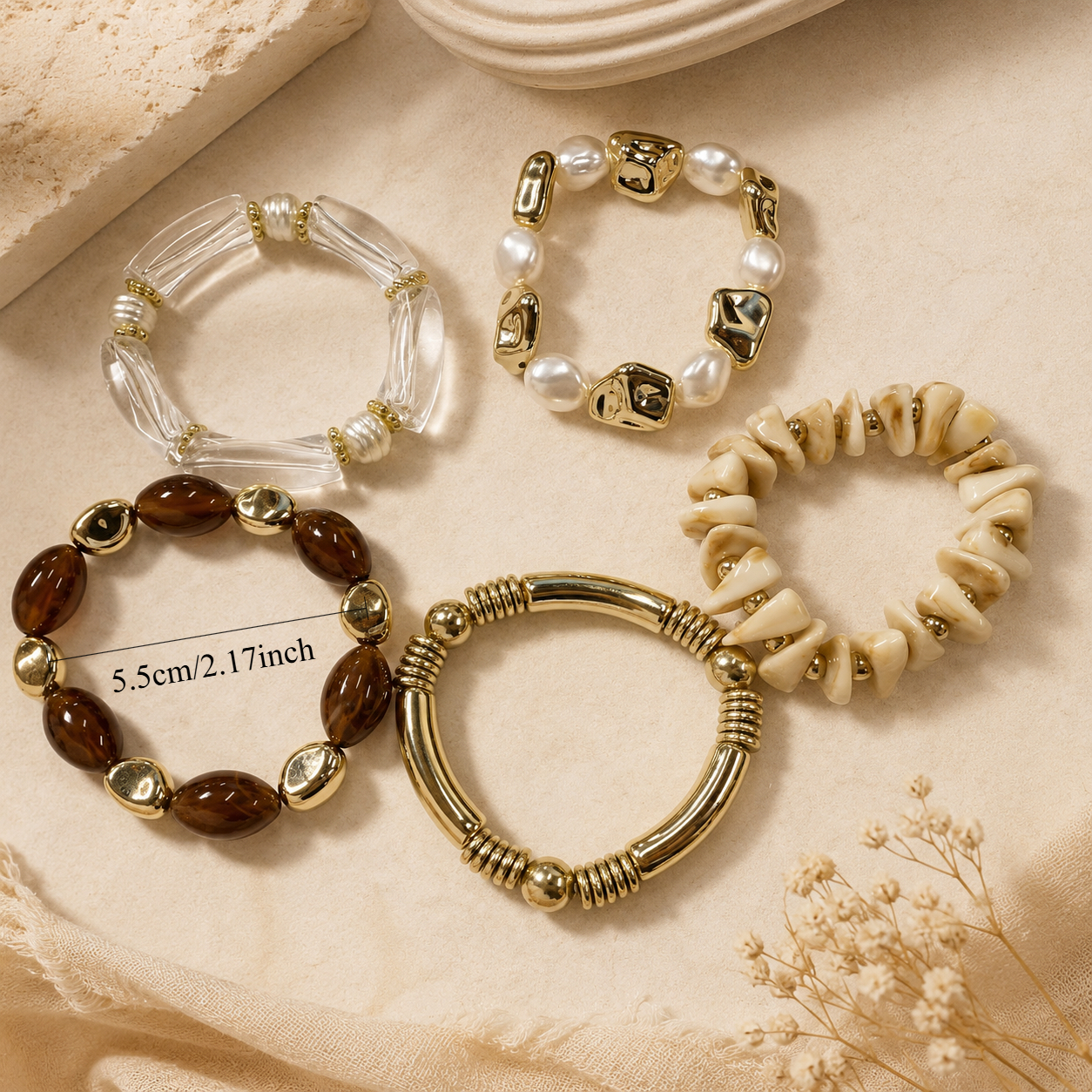 Boho Bead Bracelet Set for Men & Women, Chunky Layered Style